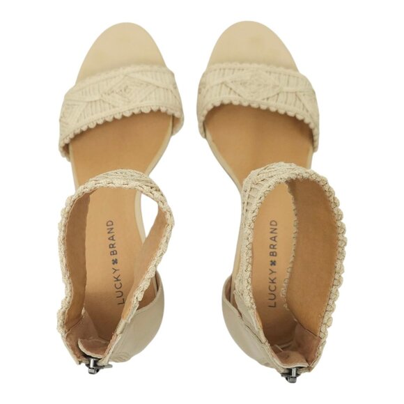 Lucky Brand Joshelle Wedge Heel Sandal Women 8.5 M Ankle Strap Zipper Back - Picture 9 of 15